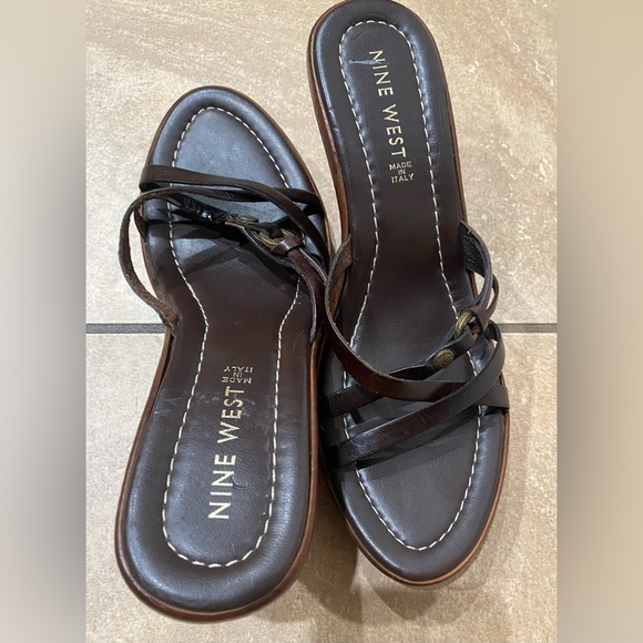 Nine West Cork Wedge Lightweight Strappy Leather Sandals Made In Italy Sz8 - Picture 13 of 13